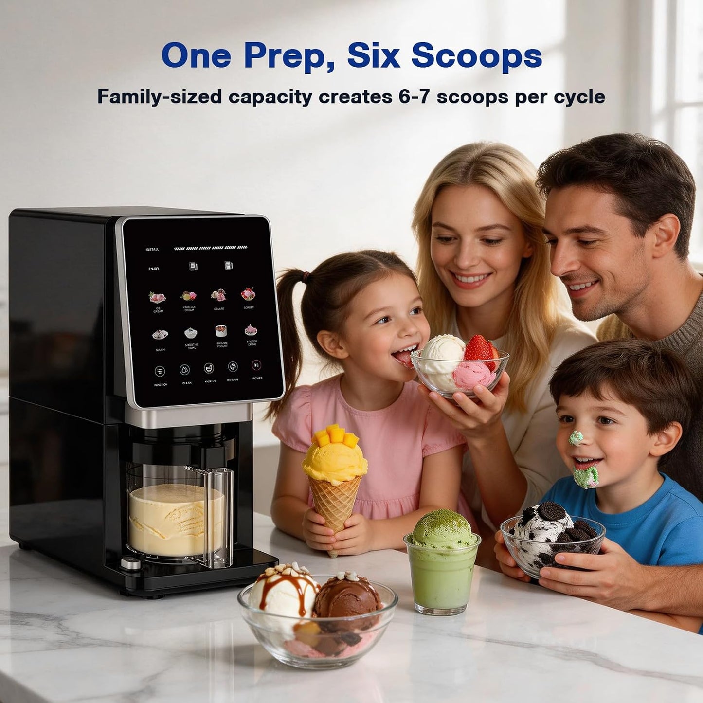 10-In-1 Ice Cream Maker Machine, 800W Frozen Treat Maker for Silky Gelato, Sorbet&Slushies, One-Touch Mix-In & Re-Spin for Creamy Texture, Keto & Vegan, Includes 3 Pints & Recipe Guide, Black