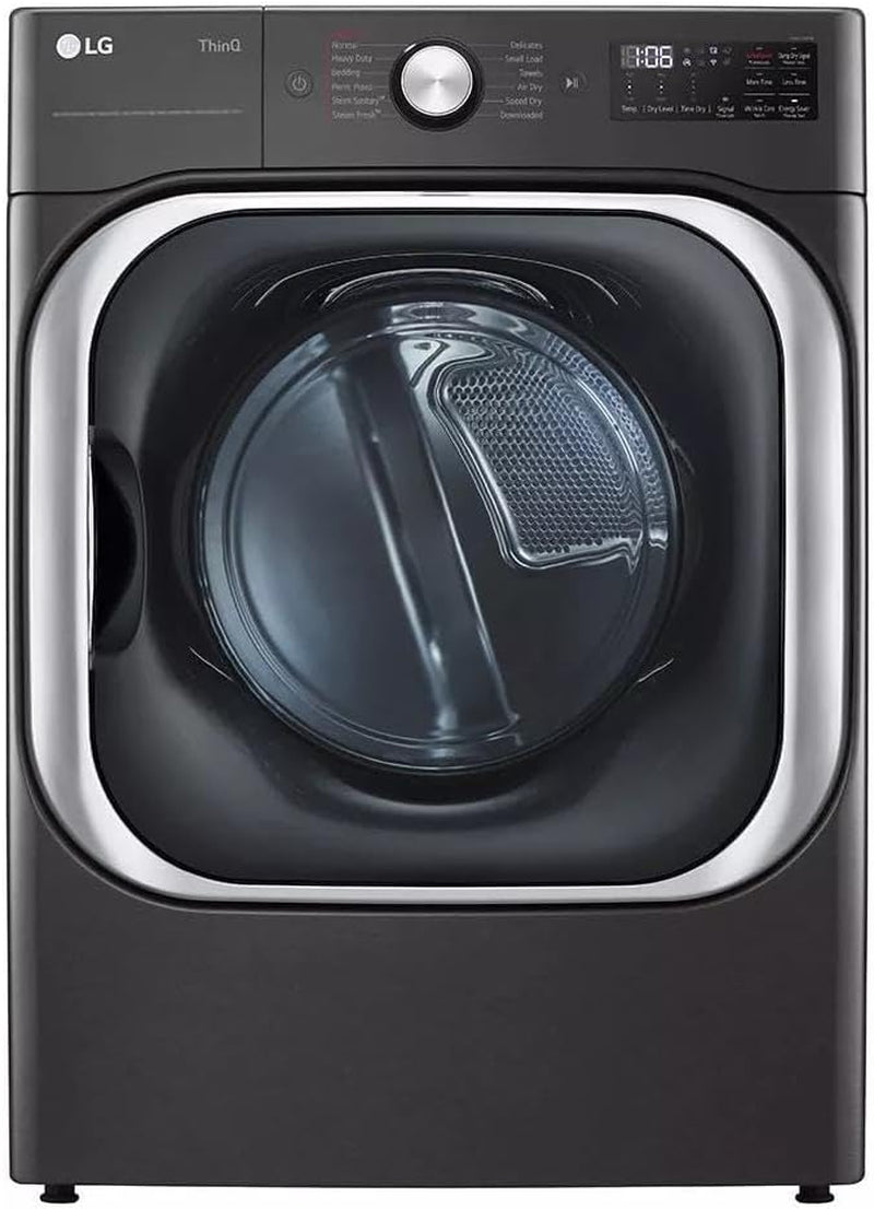 LG 9.0 Cu. Ft. Vented Smart Stackable Gas Dryer in Black Steel with Turbosteam and Sensor Dry Technology
