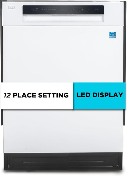 BLACK+DECKER 24" Built-In Dishwasher, Energy Star, BDW100MW, White