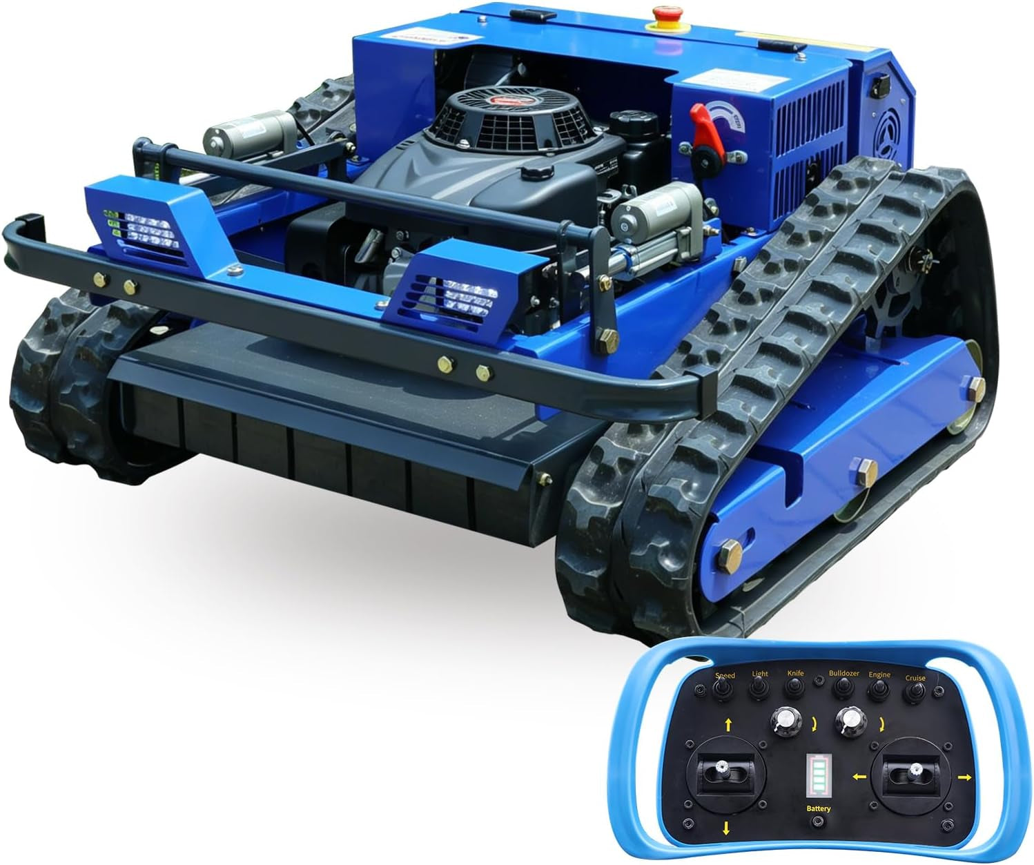 -Remote Control Lawn Mower,Oil-Electric Hybrid Crawler Track Mower,1.1-5.9 Inch Cutting Height Professional Landscape and Estate Mower for 100% Slope(45°) Large Turf Grass Cutting