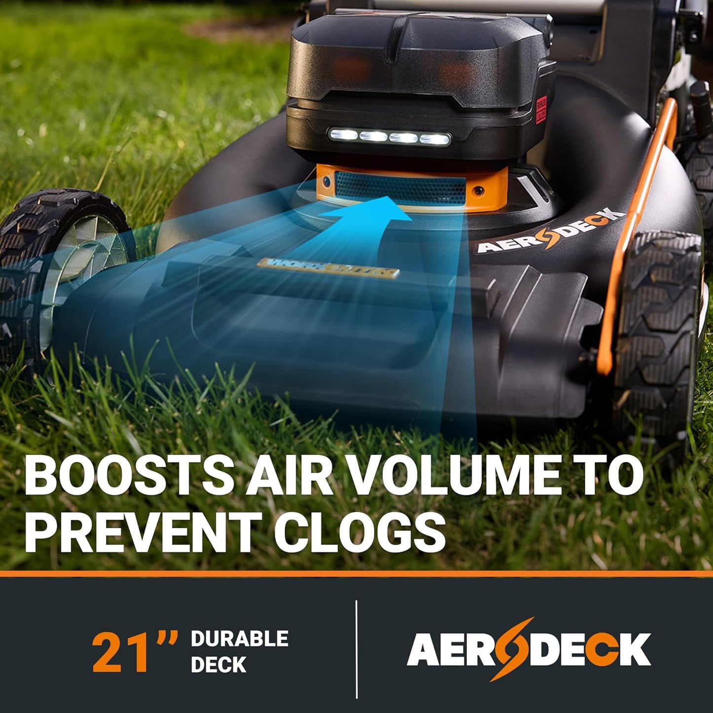 Worx Cordless Lawn Mower, 40V 21" 3-In-1 Grass Mower for 1/2 Acre, WG760