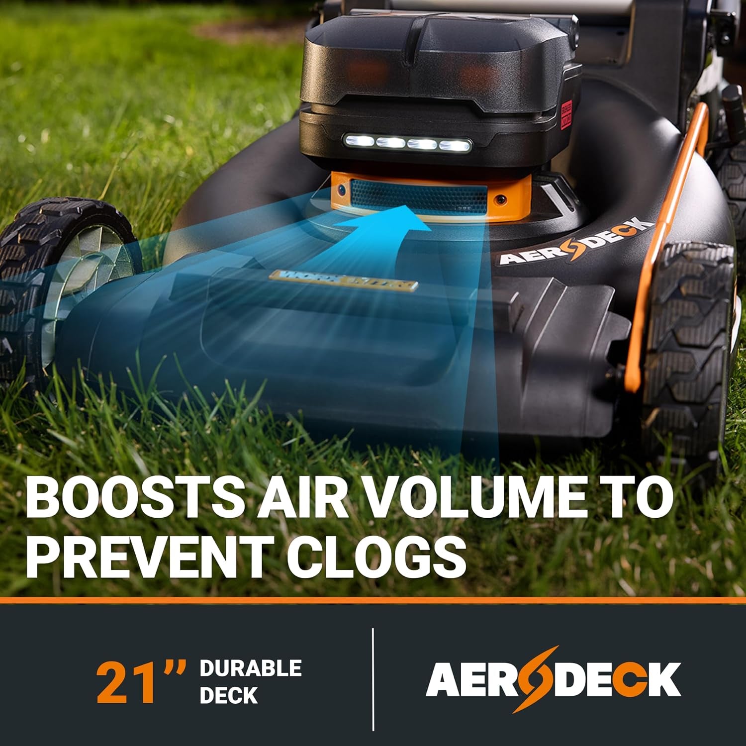 Worx Cordless Lawn Mower, 40V 21" 3-In-1 Grass Mower for 1/2 Acre, WG760