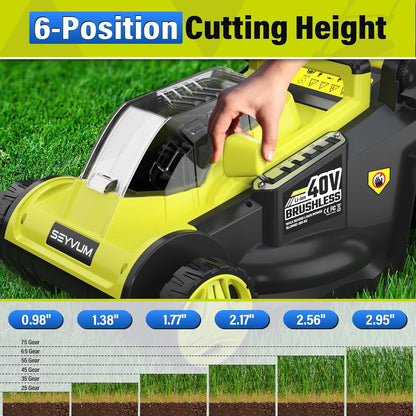 40V 16" Cordless Lawn Mower with 2×4.0Ah Battery, 45L Collection Bag