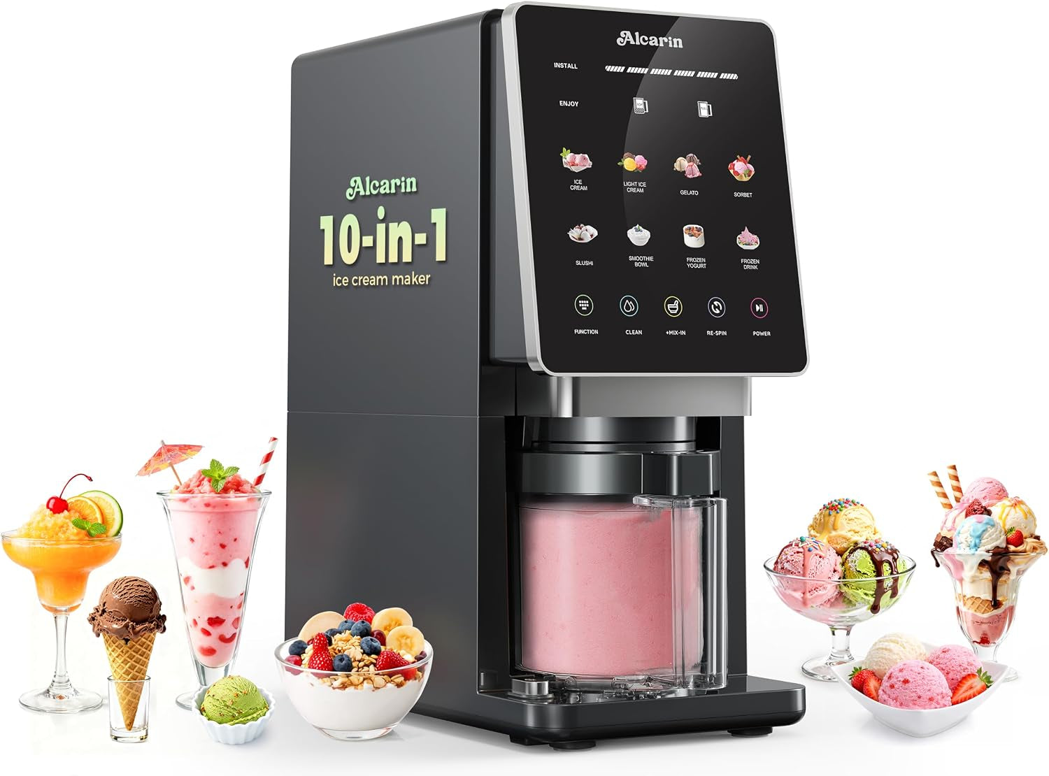 Ice Cream Maker with 1 Pint (Not Freezer), Frozen Treat Machine