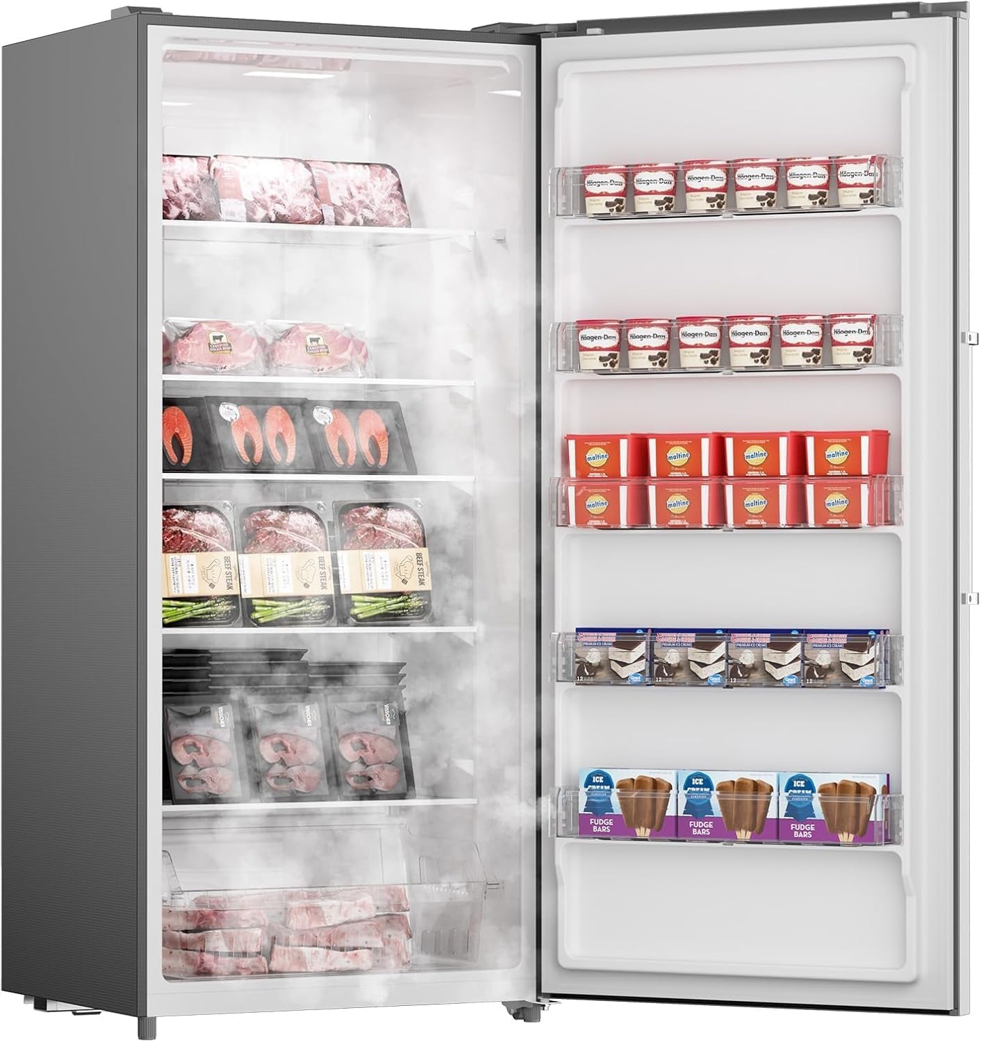 21.2 Cu.Ft. Stainless Convertible Upright Freeze,Rlarge Capacity, Frost Free, Digital Touch Control Panel, Frost Free, Quiet Operation, Stand up Freezer for Homes, Office