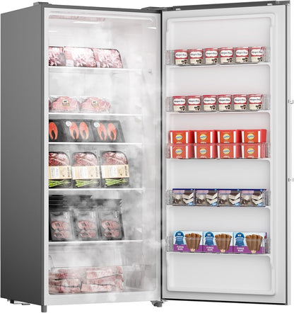 21.2 Cu.Ft. Stainless Convertible Upright Freeze,Rlarge Capacity, Frost Free, Digital Touch Control Panel, Frost Free, Quiet Operation, Stand up Freezer for Homes, Office