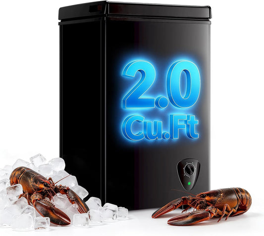 2.0 Cu.Ft Mini Deep Freezer Small Freezer with 7 Temp Black for Dorm