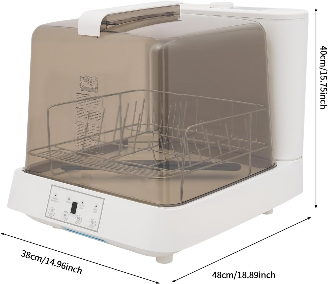 Portable Countertop Dishwasher with Water Tank,3 Modes Mini Multi-Functional Dishwasher, 149°F High-Temp Wash & 360° Spray, Compact Automatic Dishwasher for Apartments, Dorms, Rvs(White/Brown)