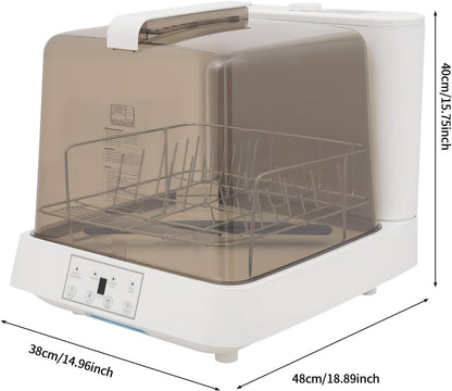 Portable Countertop Dishwasher with Water Tank,3 Modes Mini Multi-Functional Dishwasher, 149°F High-Temp Wash & 360° Spray, Compact Automatic Dishwasher for Apartments, Dorms, Rvs(White/Brown)