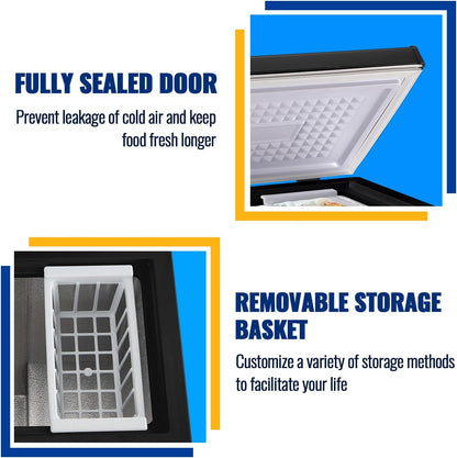 Chest Freezer 3.5 Cu.Ft Small Deep Freezer Top Door for Garage Black