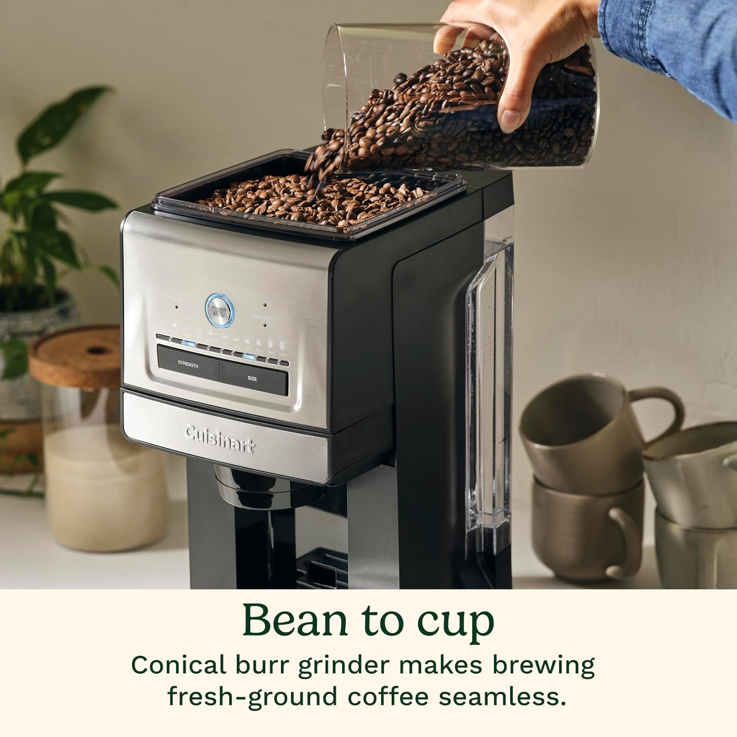 Coffee Maker, Grind and Brew Single Serve Coffee Maker, 6 Cup Sizes, Built-In Stainless Steel Burr Mill, Adjustable Strength, Grind Control and over Ice Feature, Easy Cleaning, DGB-30