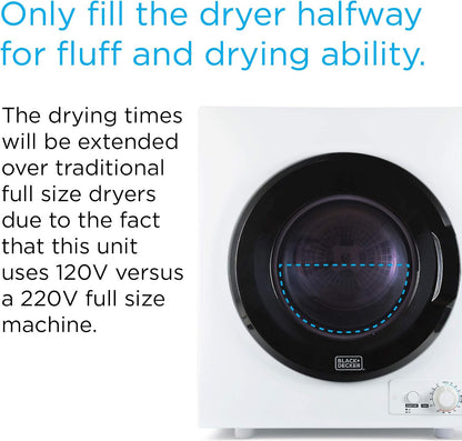 BLACK+DECKER 3.5 Cu. Ft. Portable Dryer, 13.2 Lb. Capacity, 120V, BCED37