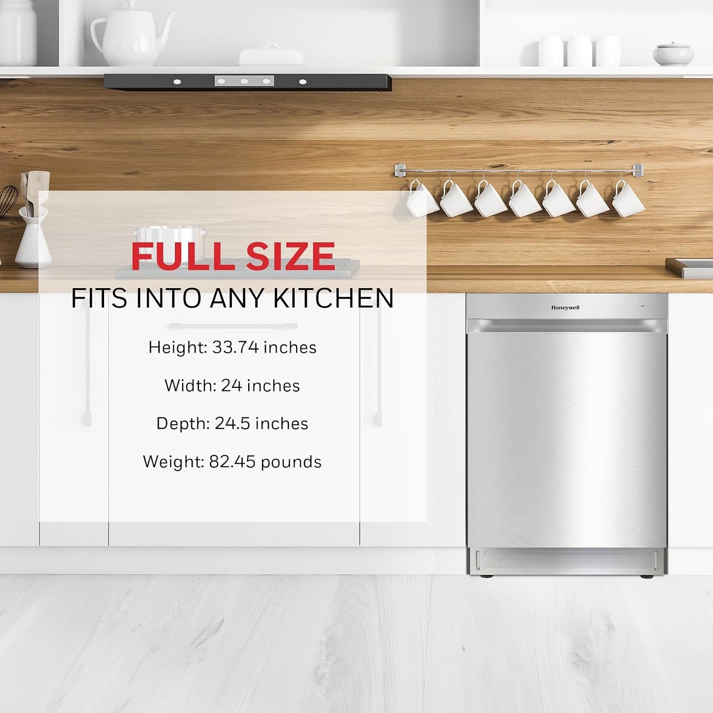24 Inch Dishwasher with 12 Place Settings, 7 Washing Cycles, Stainless Steel and Plastic Tub, Ul/Energy Star- Stainless Steel
