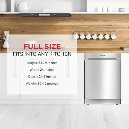 24 Inch Dishwasher with 12 Place Settings, 7 Washing Cycles, Stainless Steel and Plastic Tub, Ul/Energy Star- Stainless Steel