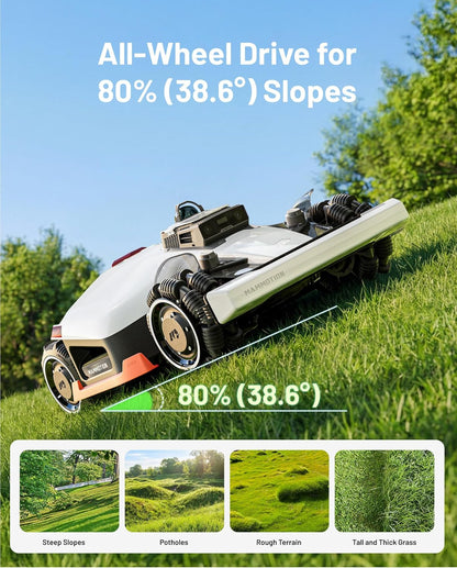 LUBA 3 AWD 3000H Robot Lawn Mower, 0.75 Acre, 2.2"-4.0" Cutting