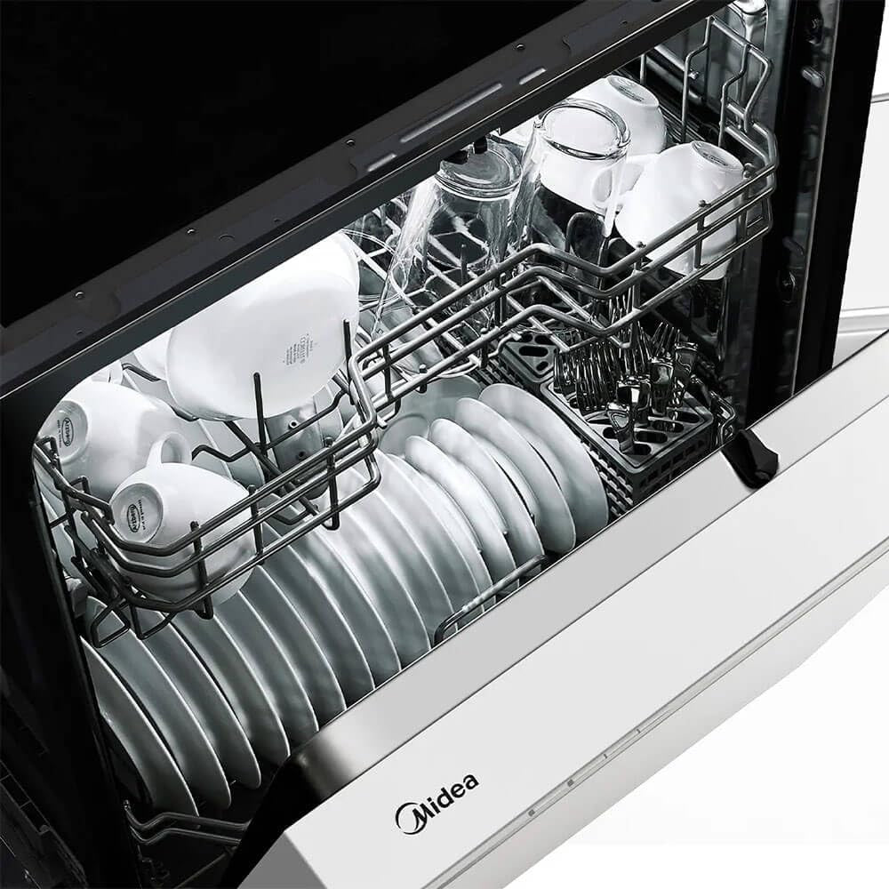 Midea MDF24P1BWW 52 Dba White Front Control Hybrid Tub Dishwasher