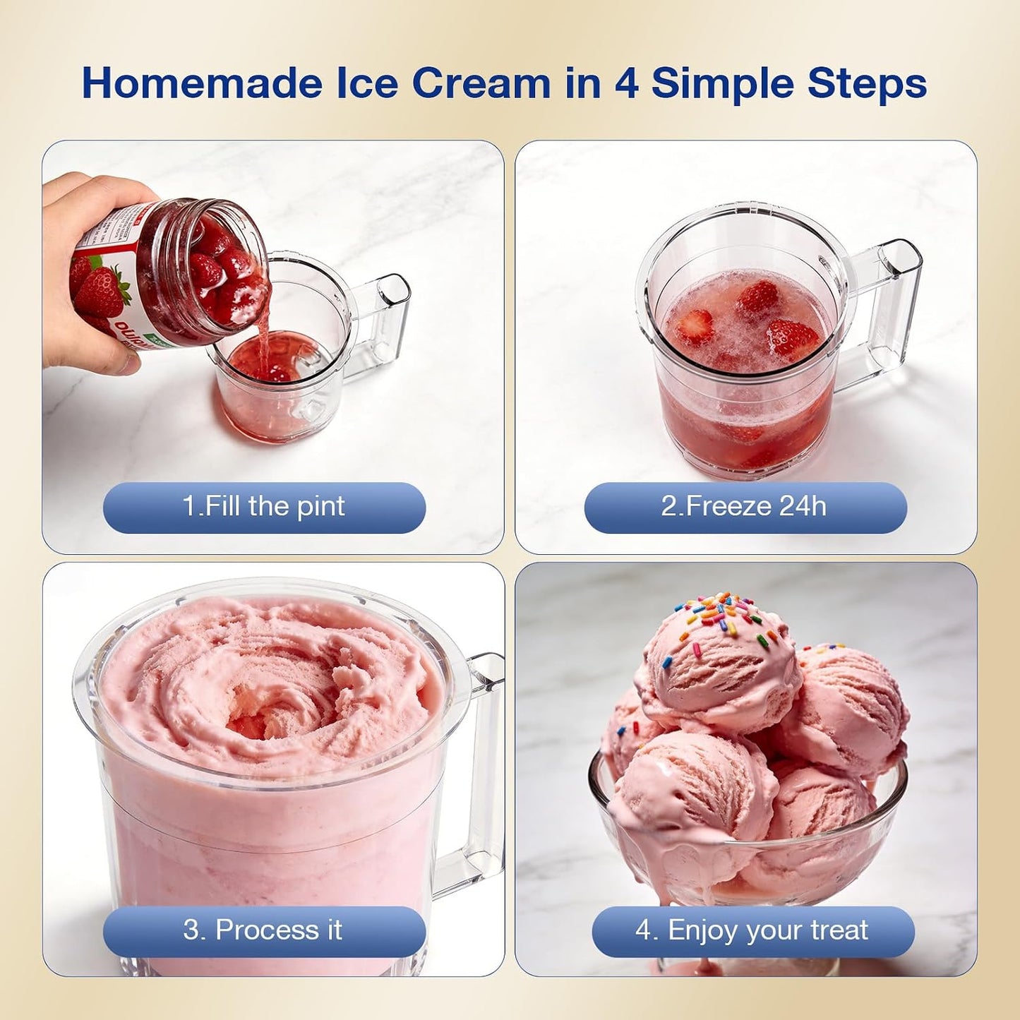 10-In-1 Ice Cream Maker Machine, 800W Frozen Treat Maker for Silky Gelato, Sorbet&Slushies, One-Touch Mix-In & Re-Spin for Creamy Texture, Keto & Vegan, Includes 3 Pints & Recipe Guide, Black