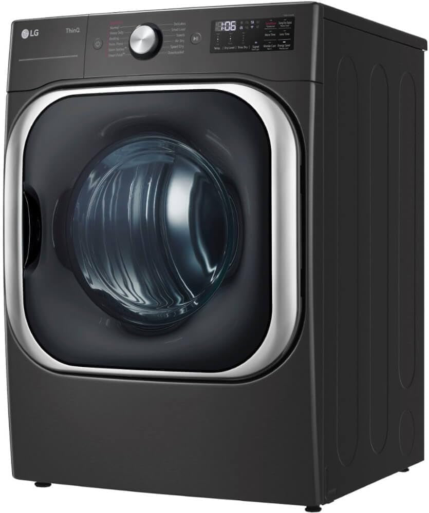 LG 9.0 Cu. Ft. Vented Smart Stackable Electric Dryer in Black Steel with Turbosteam and Sensor Dry Technology