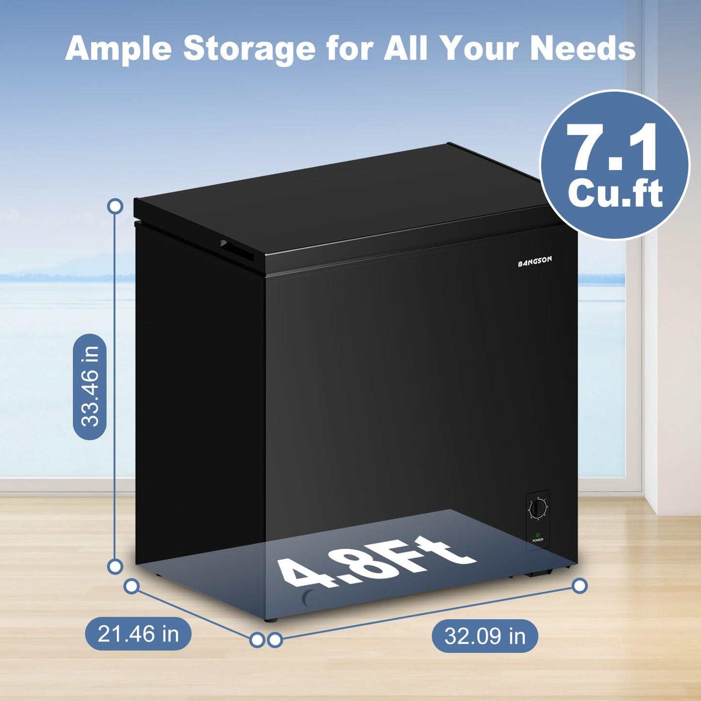 7.1 Cu.Ft Chest Freezer for Apartment, Black