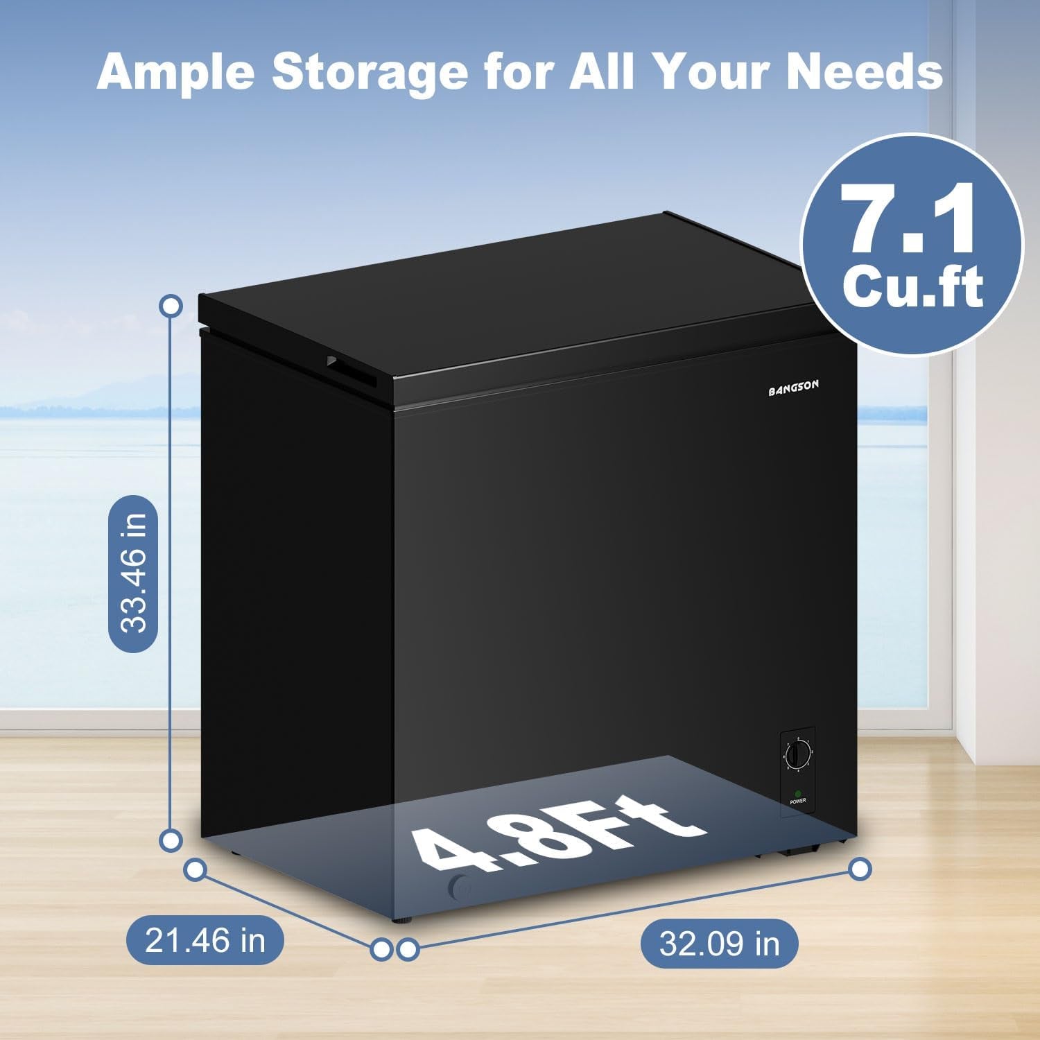 7.1 Cu.Ft Chest Freezer for Apartment, Black