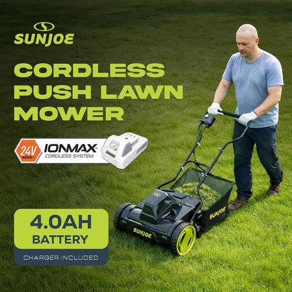 24V-CRLM15 15-Inch 24-Volt IONMAX Cordless Push Reel Mower W/11.9-Gallon Collection Bag, Kit (W/ 4.0-Ah Battery + Charger)