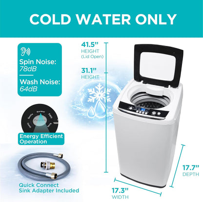 BLACK+DECKER 0.9 Cu. Ft. Portable Washer, 6.6 Lb. Capacity, BPWM09W, White