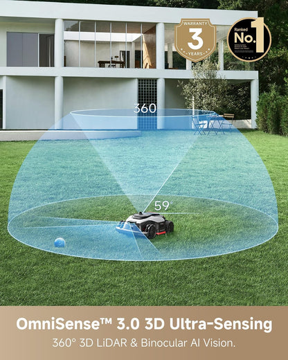 Lidar Robot Lawn Mower A3 AWD Pro 3500 +Garage+Z1 Robotic Pool Cleaner Set, Wire Free No RTK Robotic Lawn Mowers,Dual-Disc Cutting 15.8" Width, Smart Zero-Edge, App Control for 0.87 Acre