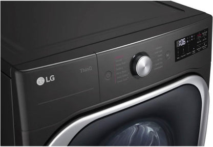 LG 9.0 Cu. Ft. Vented Smart Stackable Electric Dryer in Black Steel with Turbosteam and Sensor Dry Technology