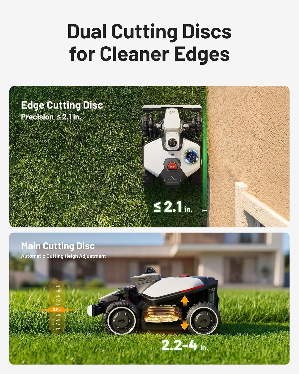LUBA Mini 2 AWD 1500H Robot Lawn Mower, 0.37 Acre, Lidar+Ai