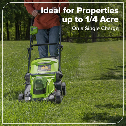 Greenworks 48V (24V X 2) 17In Push Lawn Mower, (2) 4.0 Ah Batteries Kit