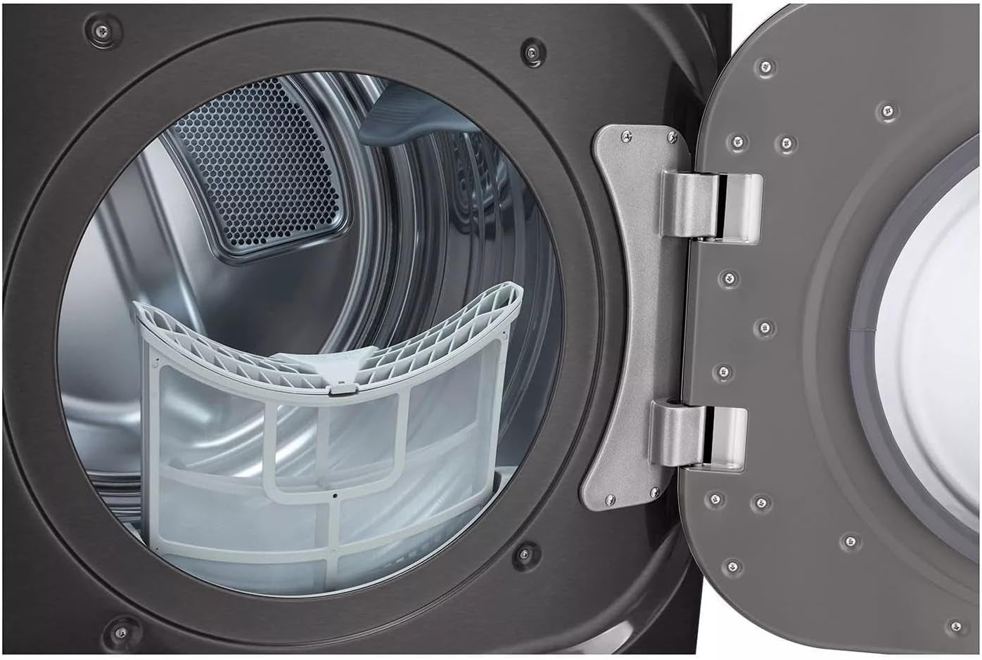 LG 9.0 Cu. Ft. Vented Smart Stackable Gas Dryer in Black Steel with Turbosteam and Sensor Dry Technology
