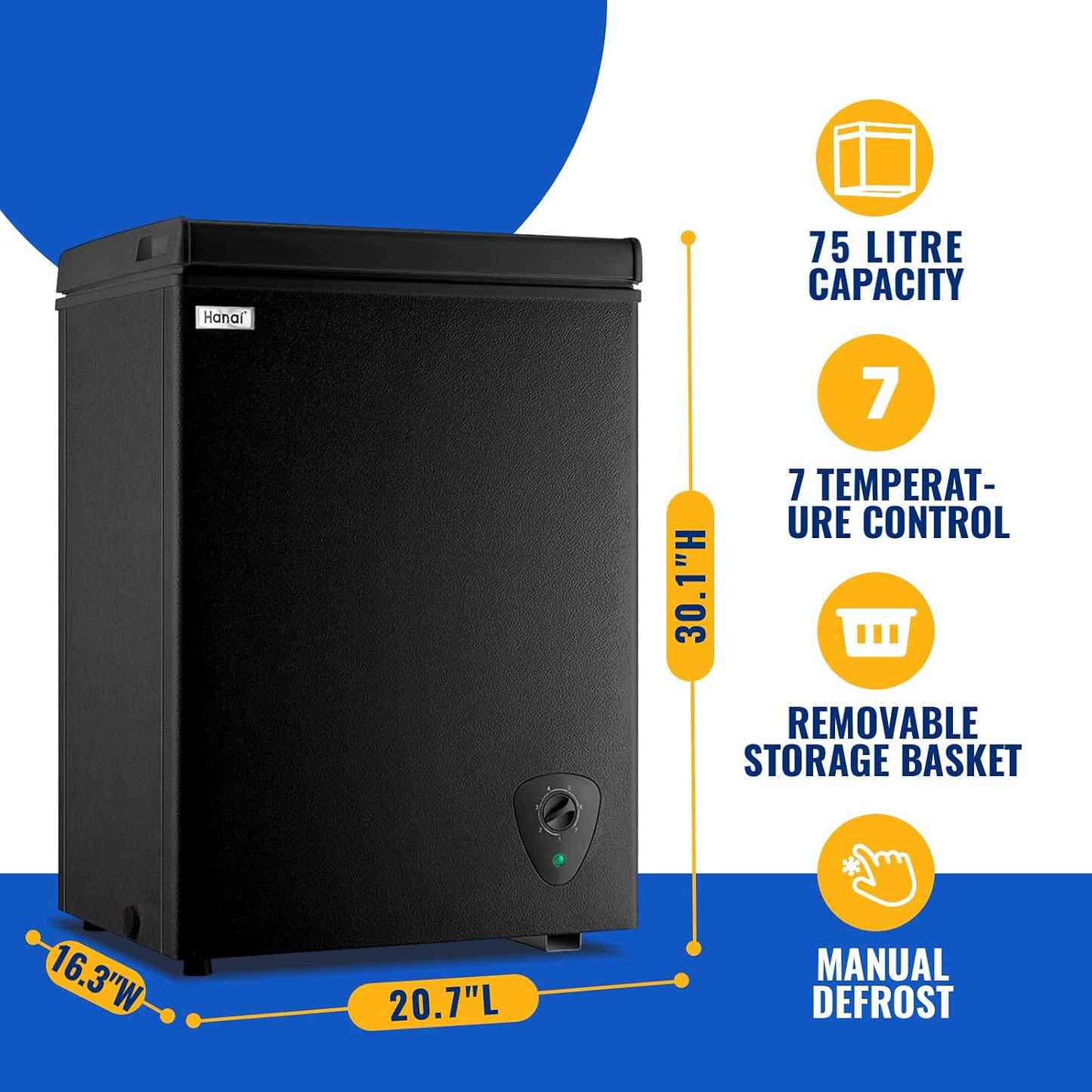Chest Freezer 3.5 Cu.Ft Small Deep Freezer Top Door for Garage Black