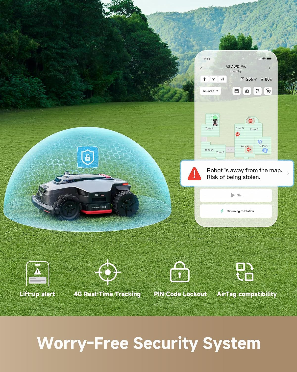 Lidar Robot Lawn Mower A3 AWD Pro 3500 +Garage+Z1 Robotic Pool Cleaner Set, Wire Free No RTK Robotic Lawn Mowers,Dual-Disc Cutting 15.8" Width, Smart Zero-Edge, App Control for 0.87 Acre