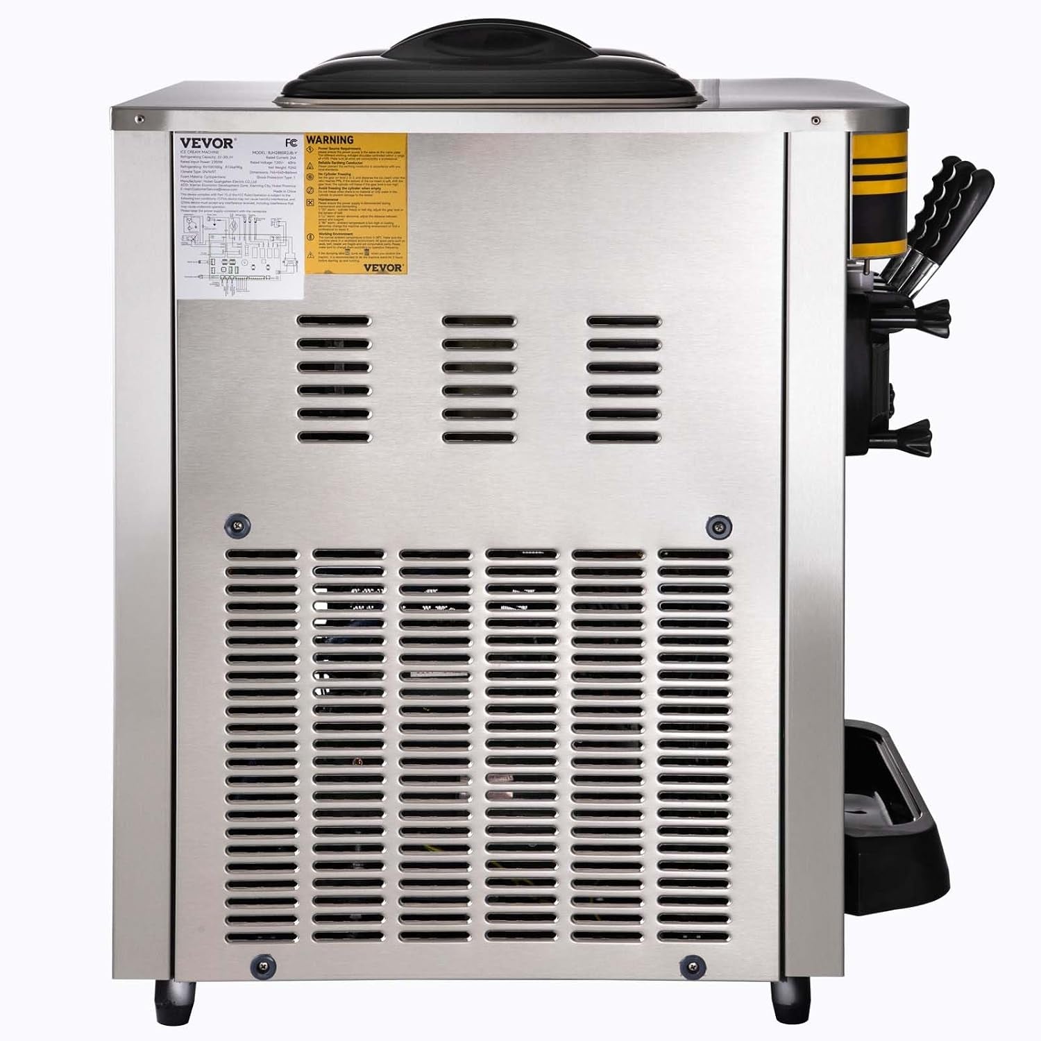 Commercial Ice Cream Maker, 22-30L/H Yield, Countertop Soft Serve Machine with 2X6L Hopper 2L Cylinder LCD Panel Puffing Shortage Alarm, Frozen Yogurt Maker for Restaurant Snack Bar