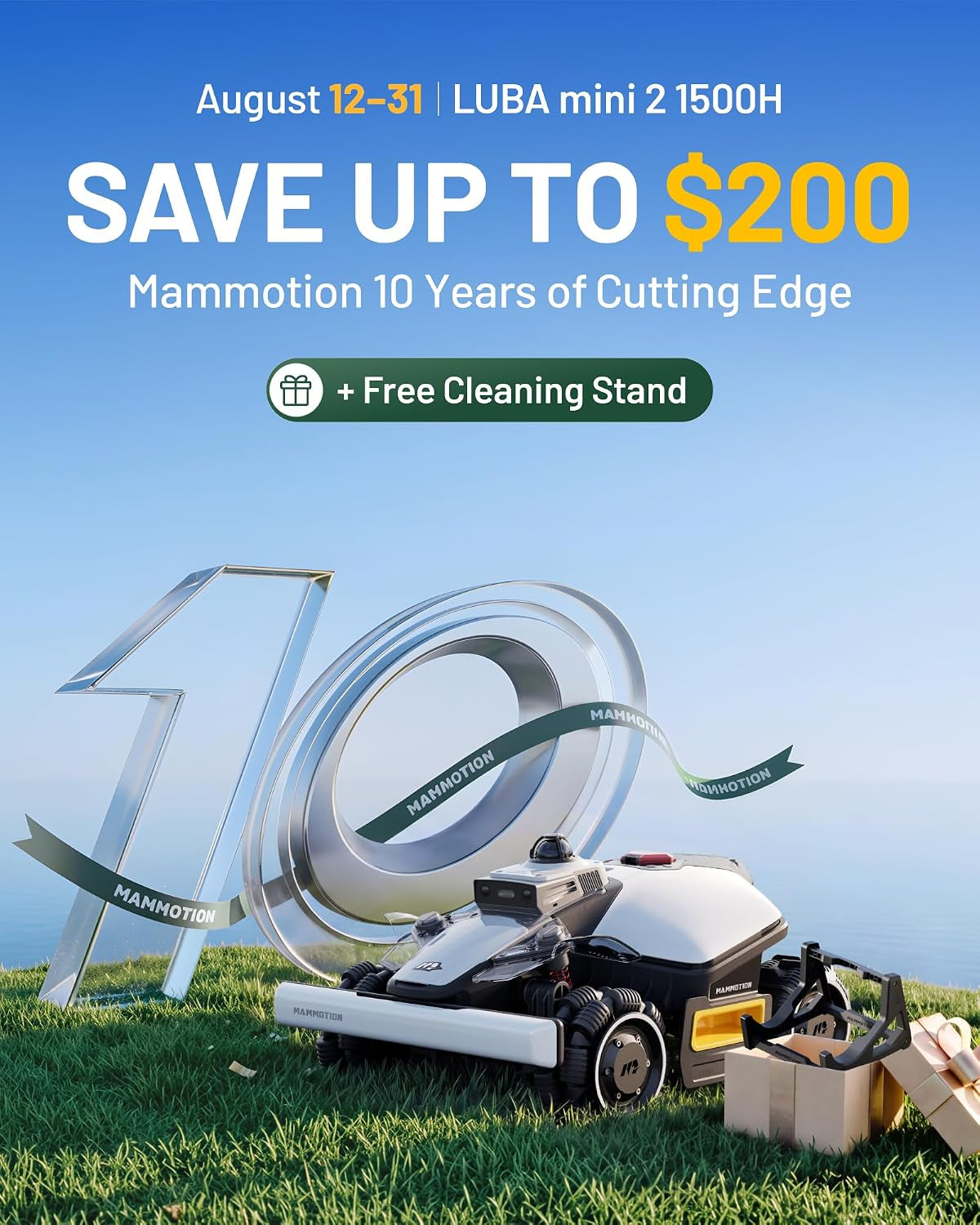 LUBA Mini 2 AWD 1500H Robot Lawn Mower, 0.37 Acre, Lidar+Ai