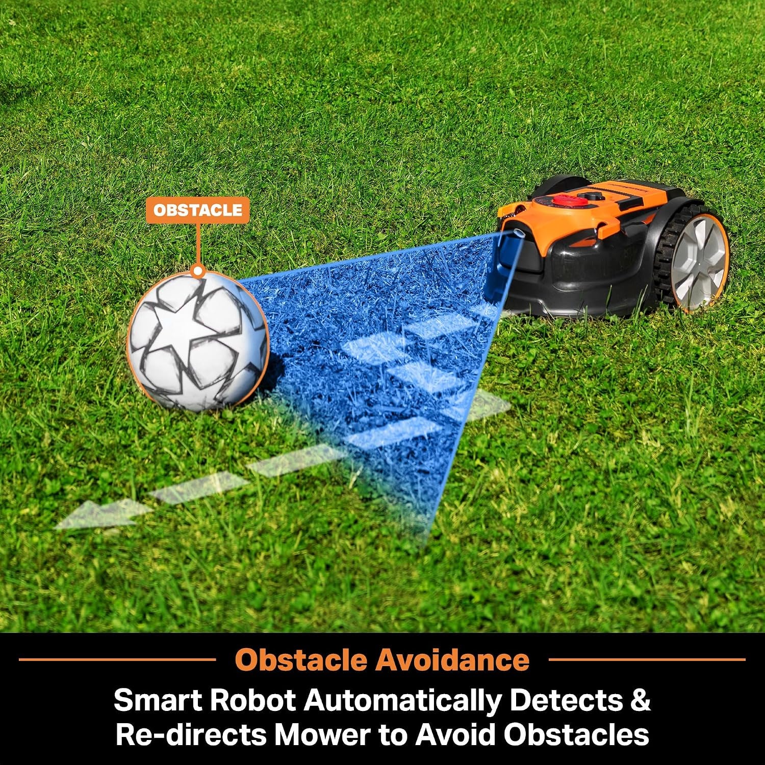 Ocumow™ VBRM601YCM MAX Perimeter Wire Free Robot Lawn Mower Cuts Small Lawns 2000-3500 Square Feet with Optical Navigation, Obstacle Avoidance, Low Noise and No Go Function