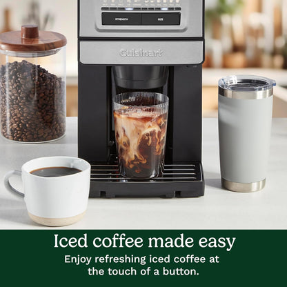 Coffee Maker, Grind and Brew Single Serve Coffee Maker, 6 Cup Sizes, Built-In Stainless Steel Burr Mill, Adjustable Strength, Grind Control and over Ice Feature, Easy Cleaning, DGB-30
