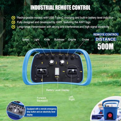 -Remote Control Lawn Mower,Oil-Electric Hybrid Crawler Track Mower,1.1-5.9 Inch Cutting Height Professional Landscape and Estate Mower for 100% Slope(45°) Large Turf Grass Cutting