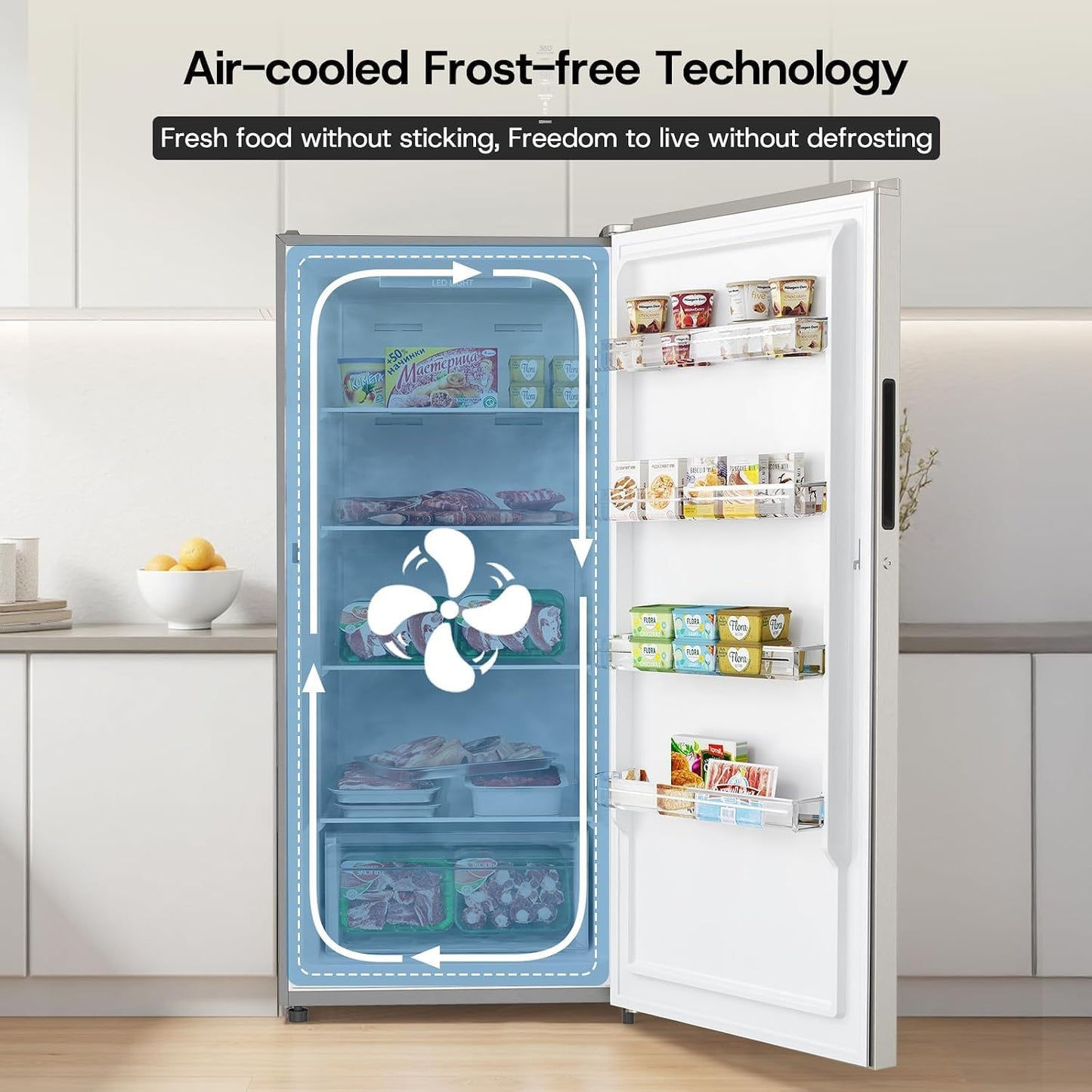 14.0 Cu.Ft. Upright Freezer Refrigerator,Convertible Freezer Fridge with Smart Electronic Control, Frost Free, Quiet Operation, Stand up Freezer for Homes, Office, Garage