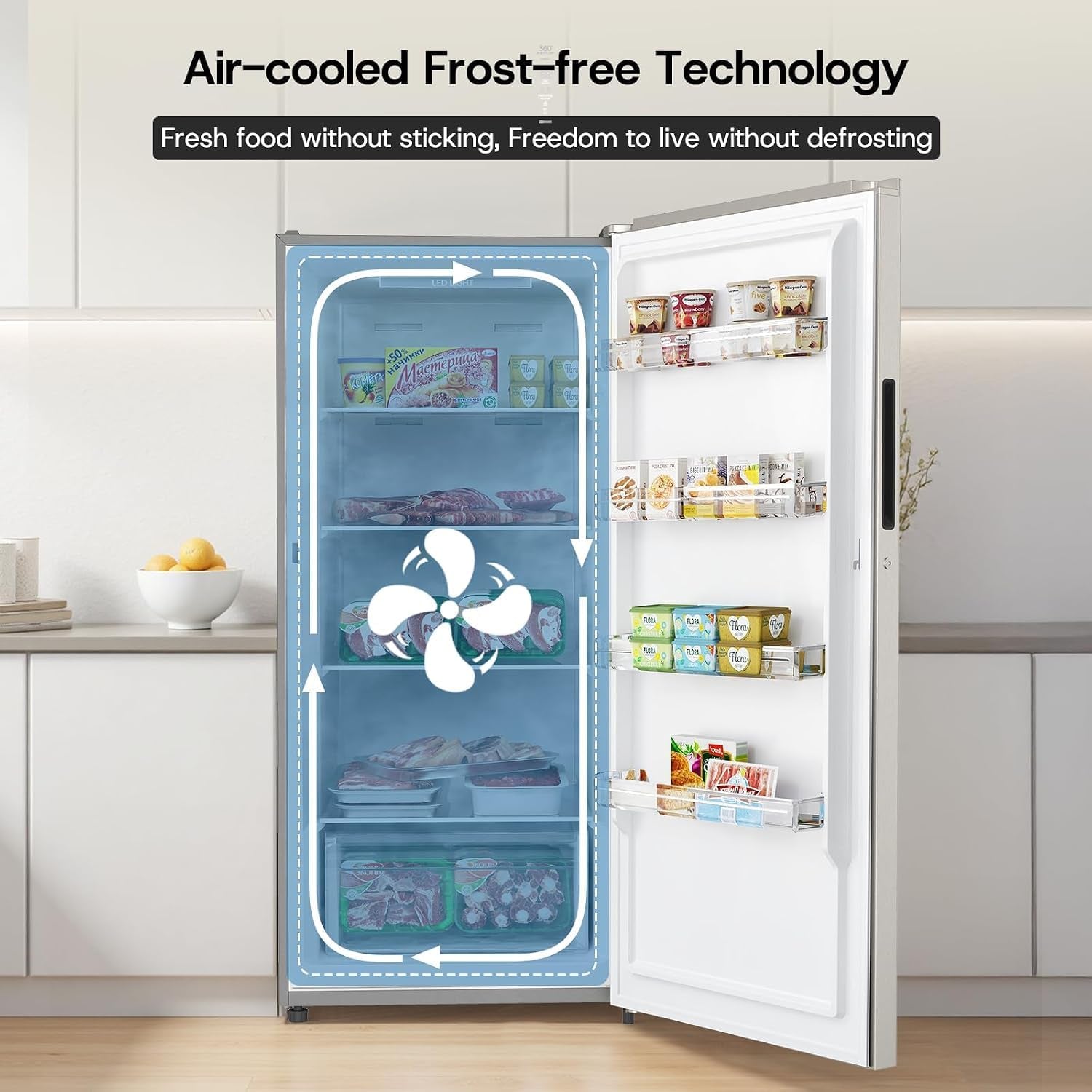 14.0 Cu.Ft. Upright Freezer Refrigerator,Convertible Freezer Fridge with Smart Electronic Control, Frost Free, Quiet Operation, Stand up Freezer for Homes, Office, Garage