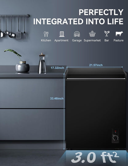 7.0 Cu Ft Chest Freezer - Energy Saving Quiet Top Open Door Mini Freezer Adjustable 6 Thermostat - Compact Small Deep Freezer W/Removable Basket and Defrost Water Drain for Home/Apartment/Garage