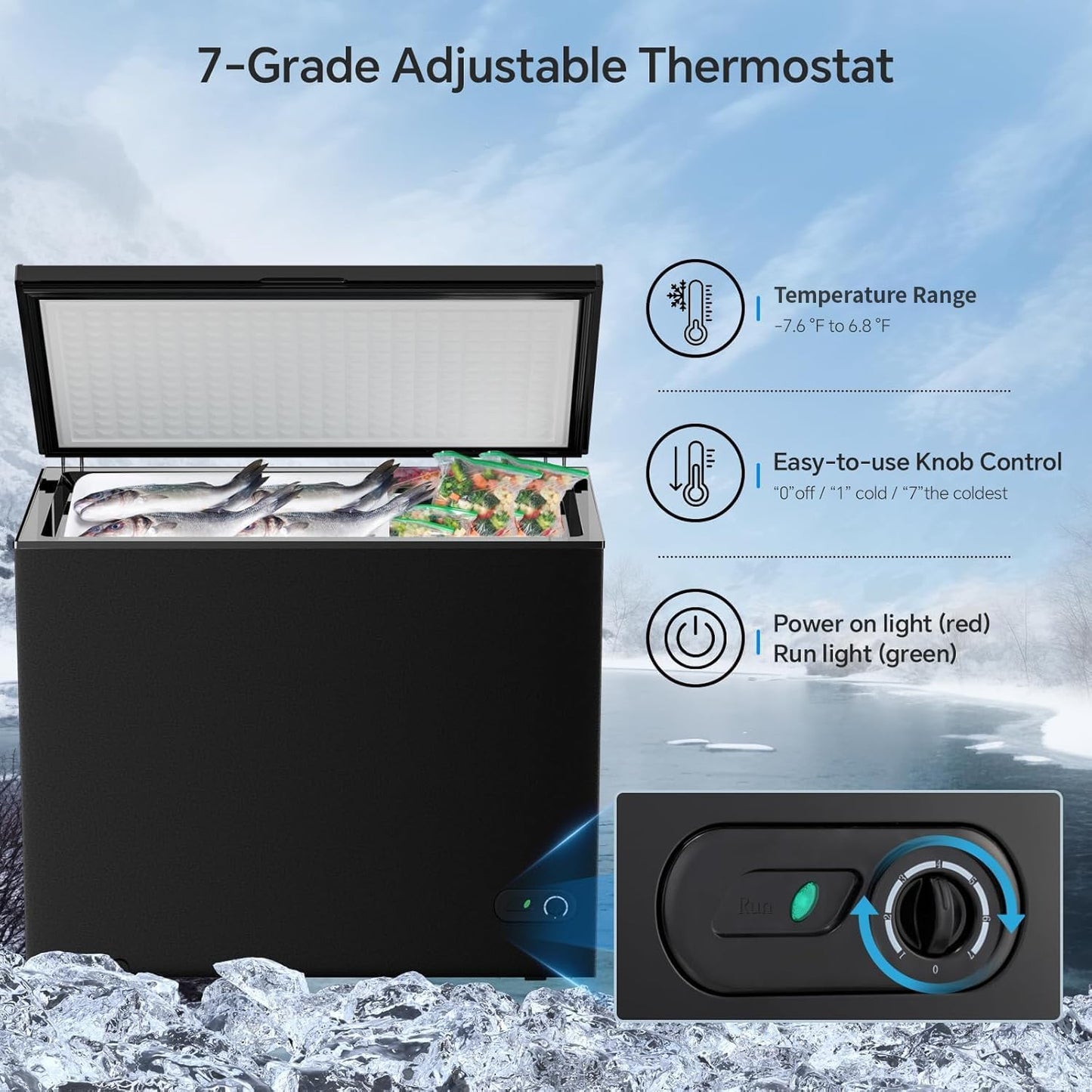 10.0 Cubic Feet Chest Freezer, Deep Freezer for Home, Black