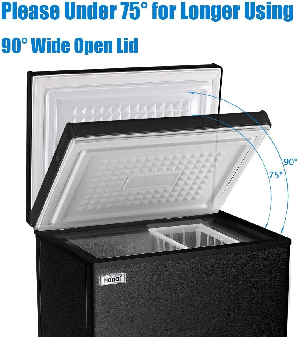 Chest Freezer 3.5 Cu.Ft Small Deep Freezer for Apartment Kitchen, Black