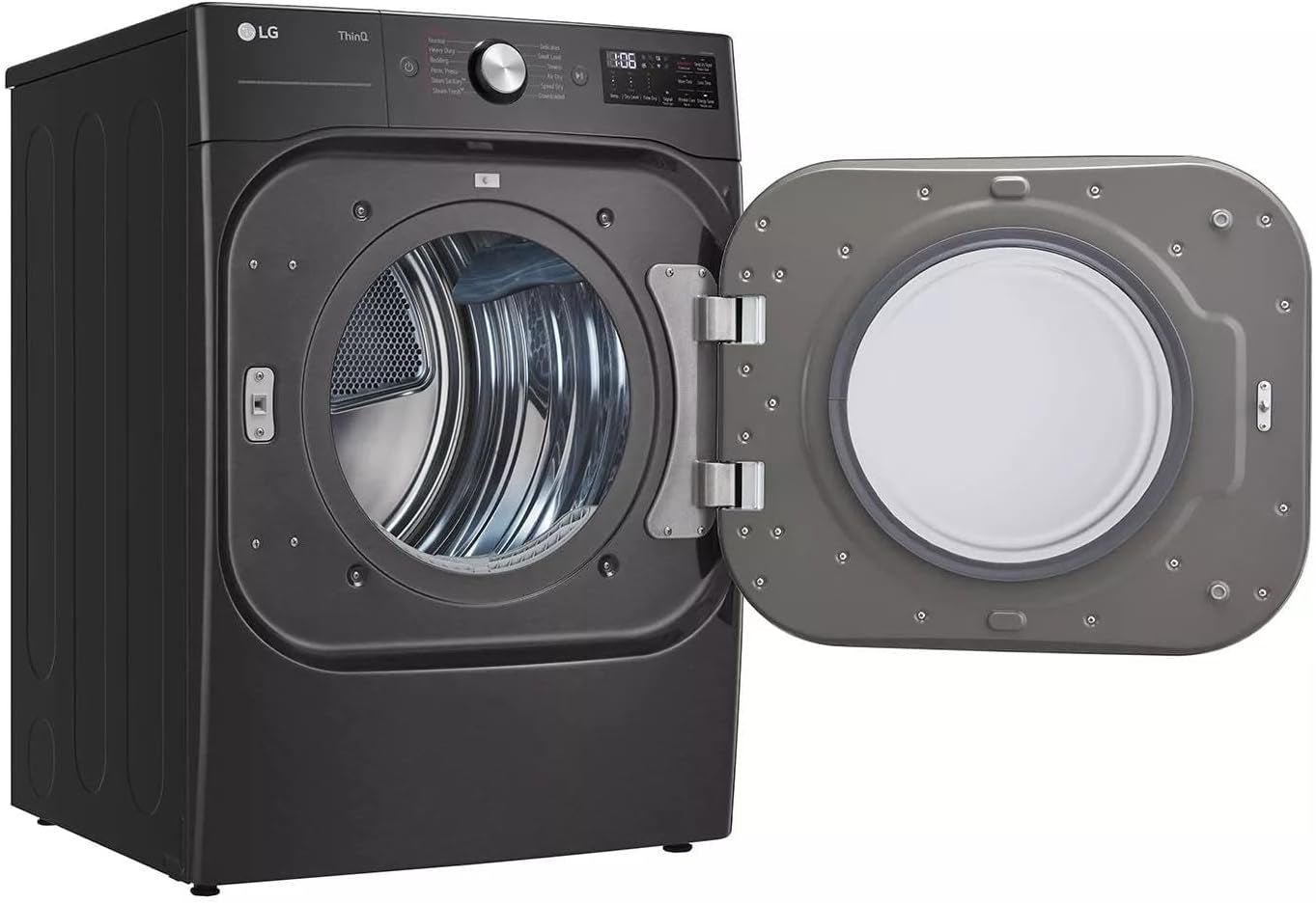 LG 9.0 Cu. Ft. Vented Smart Stackable Gas Dryer in Black Steel with Turbosteam and Sensor Dry Technology