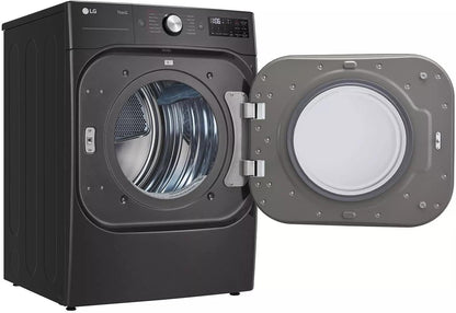LG 9.0 Cu. Ft. Vented Smart Stackable Gas Dryer in Black Steel with Turbosteam and Sensor Dry Technology
