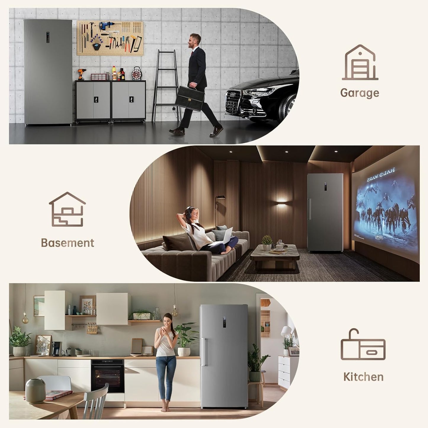 21.2 Cu.Ft. Stainless Convertible Upright Freeze,Rlarge Capacity, Frost Free, Digital Touch Control Panel, Frost Free, Quiet Operation, Stand up Freezer for Homes, Office