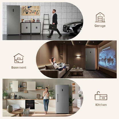 21.2 Cu.Ft. Stainless Convertible Upright Freeze,Rlarge Capacity, Frost Free, Digital Touch Control Panel, Frost Free, Quiet Operation, Stand up Freezer for Homes, Office