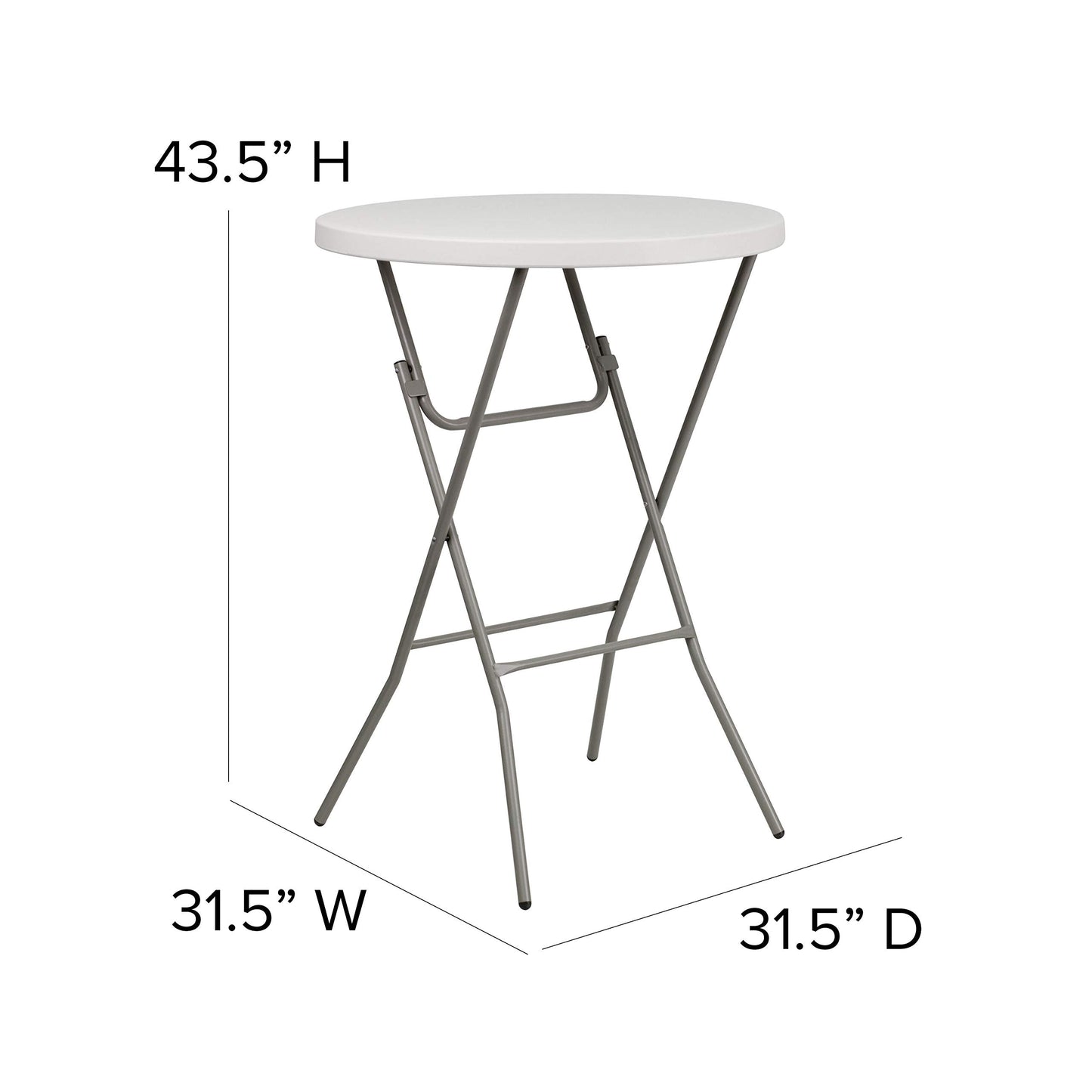 Flash Furniture Kathryn 80cm Round Folding Bar Height Table Granite White