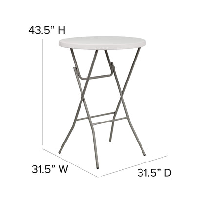 Flash Furniture Kathryn 80cm Round Folding Bar Height Table Granite White