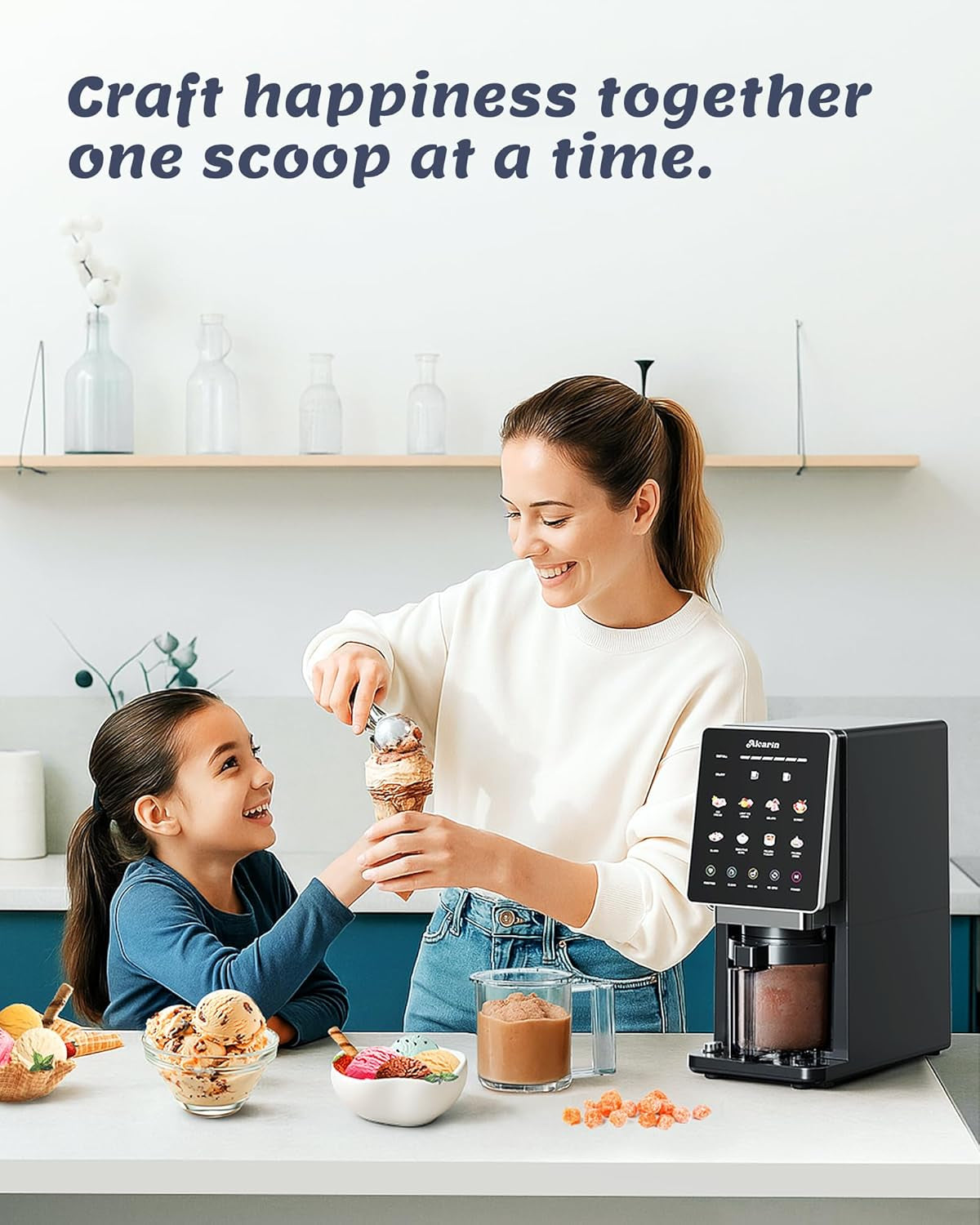 Ice Cream Maker with 1 Pint (Not Freezer), Frozen Treat Machine